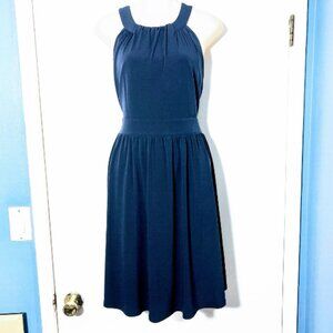 Banana Republic Womens Size 12 Solid Navy Blue Halter Knee length Tank Dress